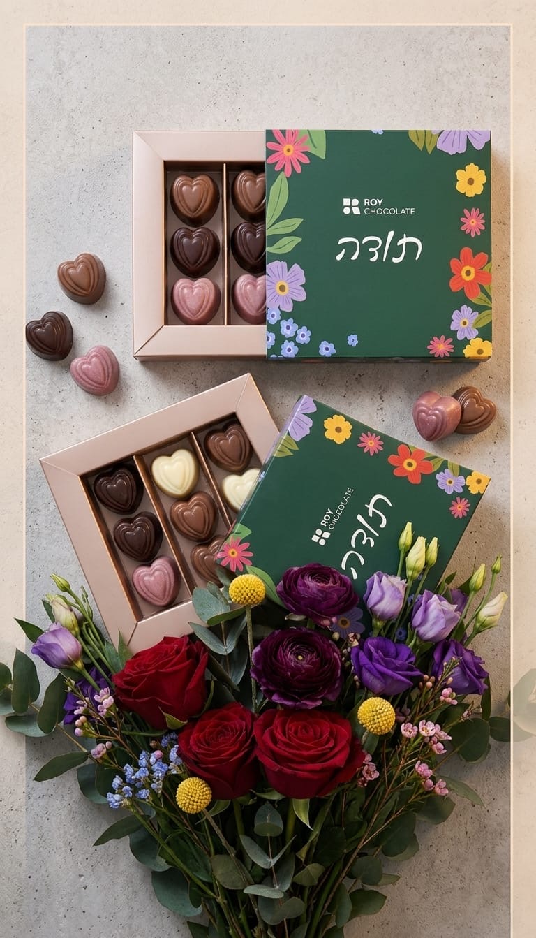 מארז שוקולד תודה המכיל 6/4 פרלינים לבחירה